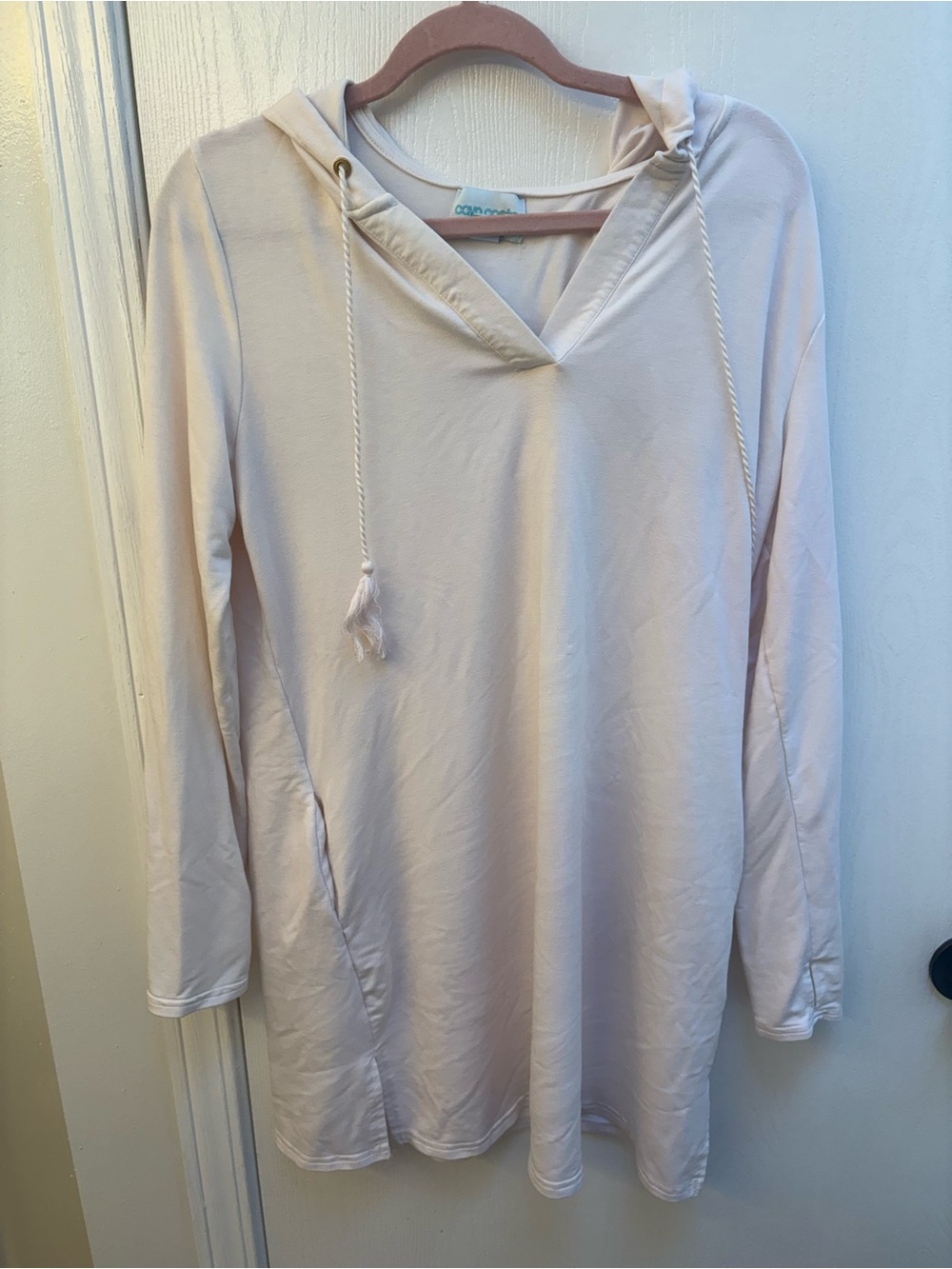Coya Costa Light Cream Hooded Tunic with V-Neck - UV Protection